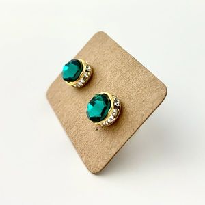 Emerald Swarovski Crystal carousel gold earrings